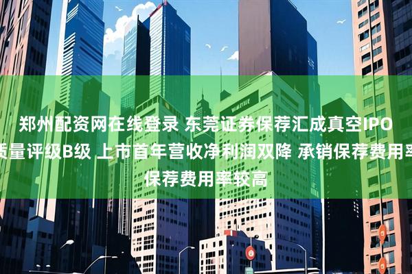 郑州配资网在线登录 东莞证券保荐汇成真空IPO项目质量评级B级 上市首年营收净利润双降 承销保荐费用率较高