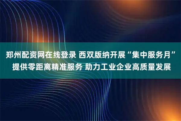 郑州配资网在线登录 西双版纳开展“集中服务月” 提供零距离精准服务 助力工业企业高质量发展
