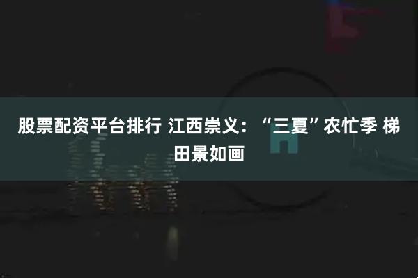 股票配资平台排行 江西崇义：“三夏”农忙季 梯田景如画