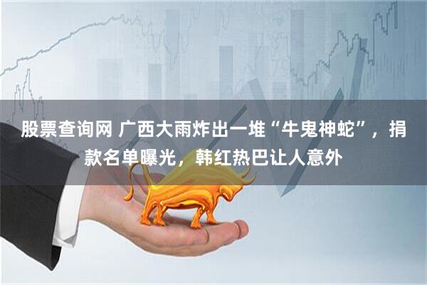 股票查询网 广西大雨炸出一堆“牛鬼神蛇”，捐款名单曝光，韩红热巴让人意外